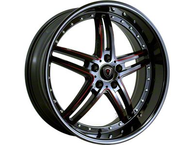 Marquee Wheels M5329 Gloss Black with Red Milled Accents Wheel; 20x9 (08-23 RWD Challenger, Excluding SRT Demon, SRT Hellcat & SRT Jailbreak)