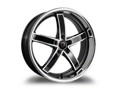 Marquee Wheels M5330A Gloss Black Machined with Stainless Lip Wheel; Rear Only; 20x10.5; 40mm Offset (08-23 RWD Challenger)