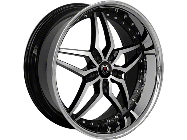 Marquee Wheels M5331A Gloss Black Machined with Stainless Lip Wheel; 20x9 (08-23 RWD Challenger)