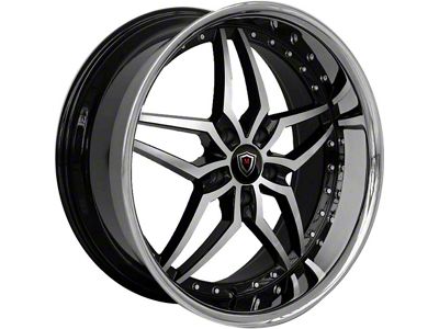 Marquee Wheels M5331A Gloss Black Machined with Stainless Lip Wheel; Rear Only; 20x10.5; 20mm Offset (08-23 RWD Challenger)