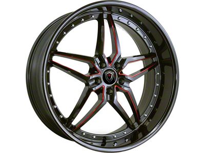 Marquee Wheels M5331A Gloss Black with Red Milled Accents Wheel; 20x9; 15mm Offset (08-23 RWD Challenger)