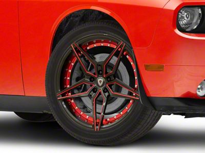 Marquee Wheels MR3259 Gloss Black with Red Milled Accents Wheel; 20x9; 15mm Offset (08-23 RWD Challenger, Excluding Widebody)