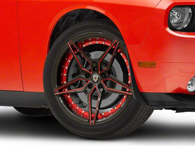 Marquee Wheels MR3259 Gloss Black with Red Milled Accents Wheel; 20x9 (08-23 RWD Challenger, Excluding Widebody)