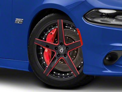 Marquee Wheels M3226 Gloss Black with Red Milled Accents Wheel; 20x9; 15mm Offset (11-23 RWD Charger)