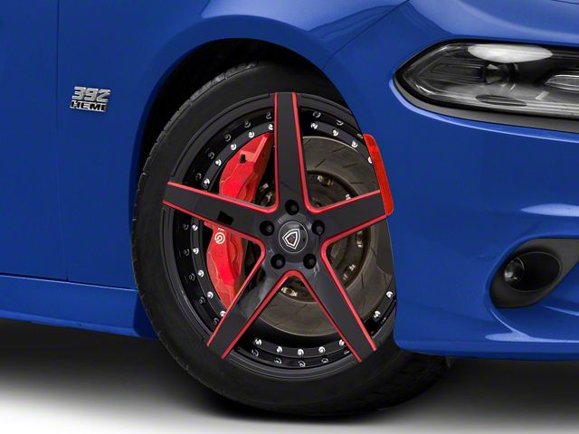 Marquee Wheels M3226 Gloss Black with Red Milled Accents Wheel; 20x9 (11-23 RWD Charger)