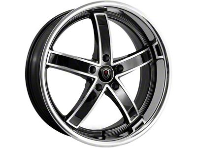 Marquee Wheels M5330A Gloss Black Machined with Stainless Lip Wheel; 20x9 (11-23 RWD Charger, Excluding SRT Hellcat)