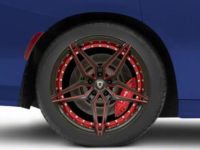 Marquee Wheels MR3259 Gloss Black with Red Milled Accents Wheel; Rear Only; 20x10.5 (11-23 RWD Charger)