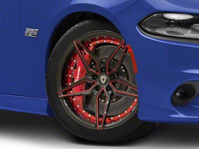 Marquee Wheels MR3259 Gloss Black with Red Milled Accents Wheel; 20x9; 15mm Offset (11-23 RWD Charger, Excluding Widebody)