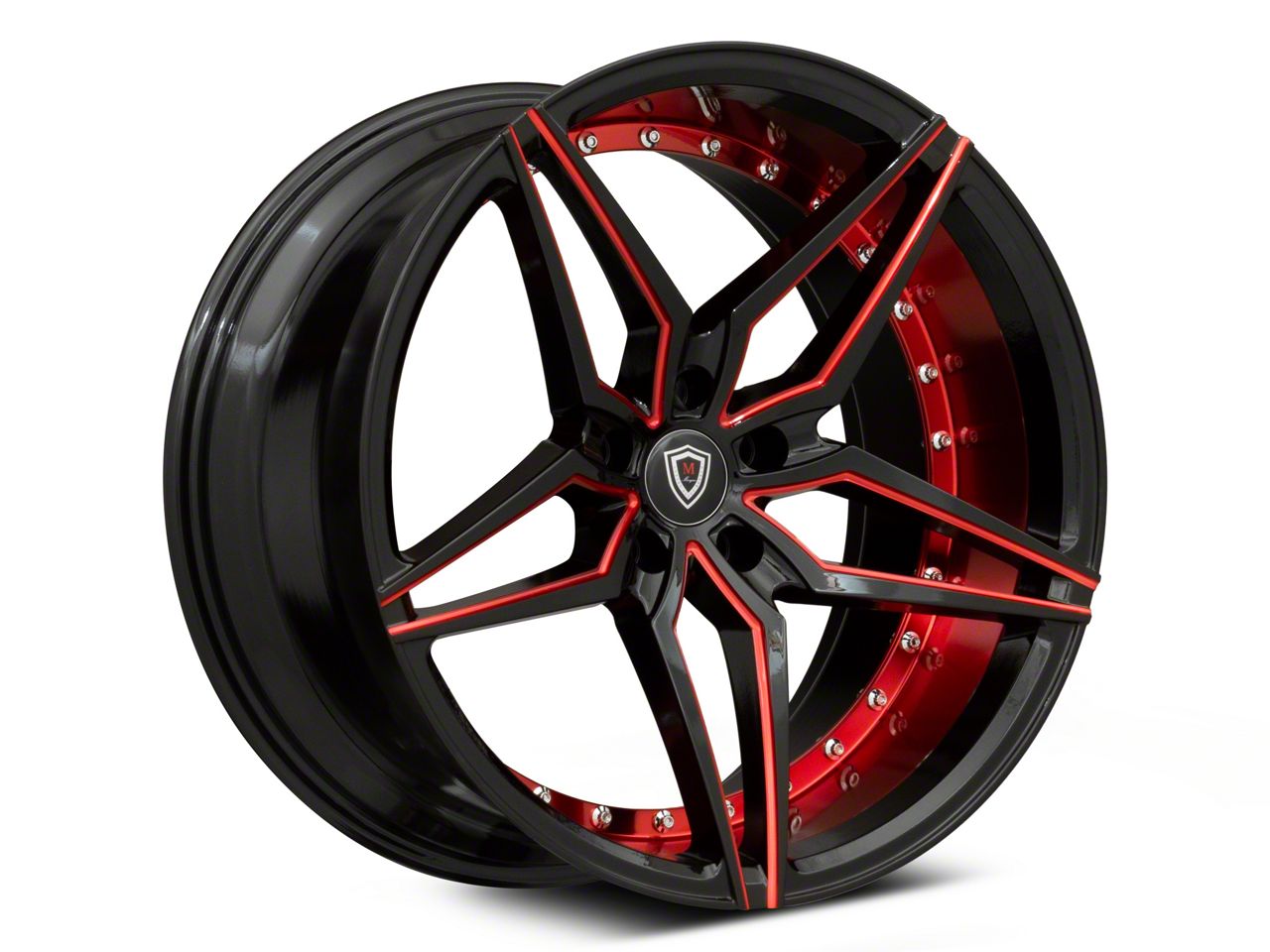 Marquee Wheels Charger MR3259 Gloss Black with Red Milled Accents 