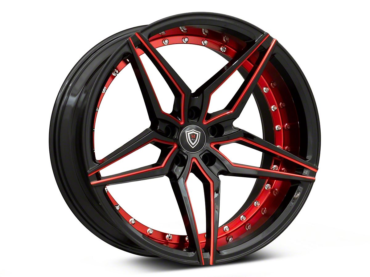 Marquee Wheels Charger MR3259 Gloss Black with Red Milled Accents 
