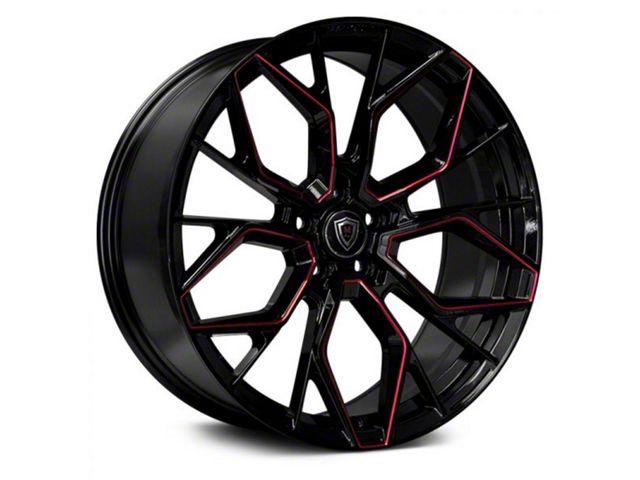 Marquee Wheels M1004 Gloss Black with Red Milled Accents Wheel; Rear Only; 20x10.5 (06-10 RWD Charger)