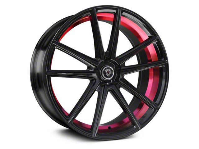 Marquee Wheels M3197 Gloss Black with Red Milled Accents Wheel; 22x9 (06-10 RWD Charger)