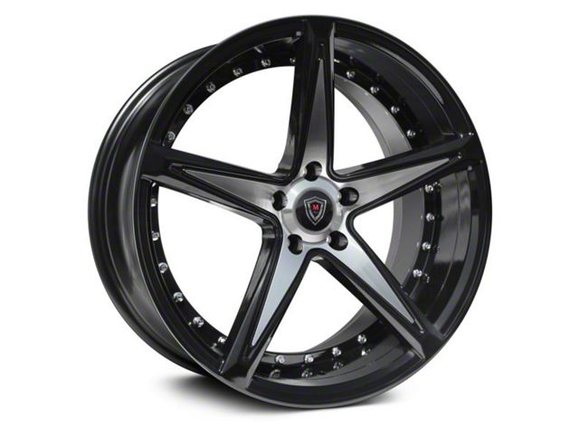 Marquee Wheels M3248 Gloss Black with Machined Polished Spokes Wheel; Rear Only; 20x10.5 (06-10 RWD Charger)