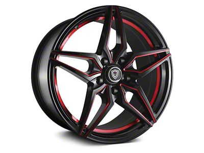 Marquee Wheels M3259 Gloss Black with Red Milled Accents Wheel; 18x8; 25mm Offset (06-10 RWD Charger)