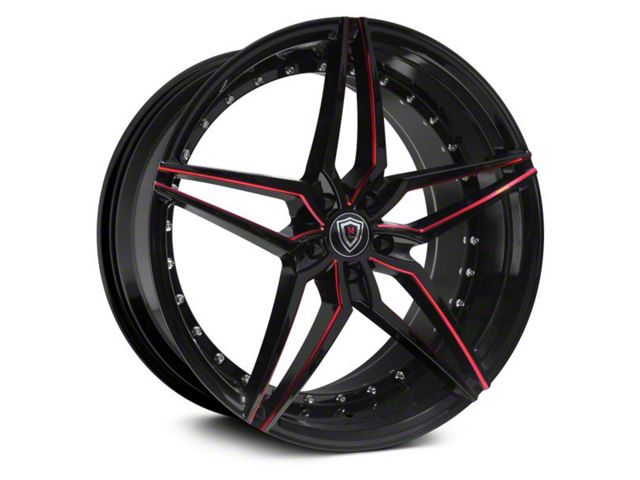 Marquee Wheels M3259 Gloss Black with Red Milled Wheel; 22x9 (06-10 RWD Charger)