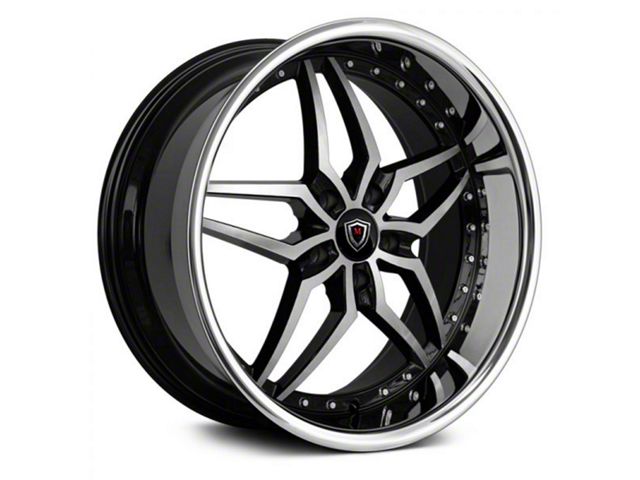 Marquee Wheels M5331A Gloss Black Machined with Stainless Lip Wheel; 22x9 (06-10 RWD Charger)