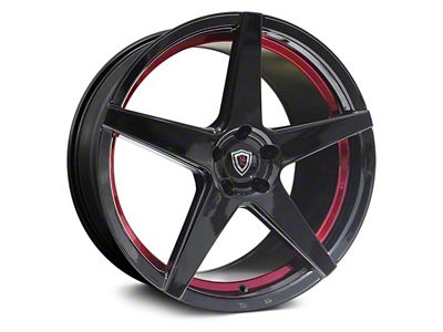 Marquee Wheels M1001 Gloss Black with Red Inner Line Wheel; 20x9; 15mm Offset (08-23 RWD Challenger, Excluding Widebody)