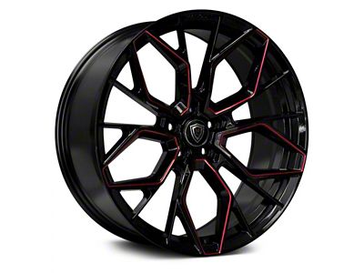Marquee Wheels M1004 Gloss Black with Red Milled Accents Wheel; 20x9; 15mm Offset (08-23 RWD Challenger, Excluding Widebody)