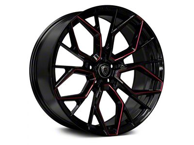 Marquee Wheels M1004 Gloss Black with Red Milled Accents Wheel; 20x9 (08-23 RWD Challenger, Excluding Widebody)