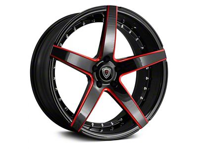 Marquee Wheels M3226 Gloss Black Red Milled Wheel; Rear Only; 22x10.5; 20mm Offset (08-23 RWD Challenger, Excluding Widebody)