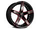 Marquee Wheels M3226 Gloss Black Red Milled Wheel; Rear Only; 22x10.5 (08-23 RWD Challenger, Excluding Widebody)