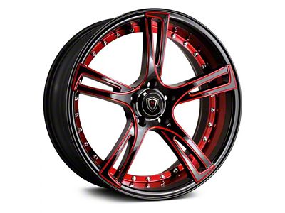 Marquee Wheels M3247 Gloss Black with Red Milled Accents Wheel; 22x9; 15mm Offset (08-23 RWD Challenger, Excluding Widebody)