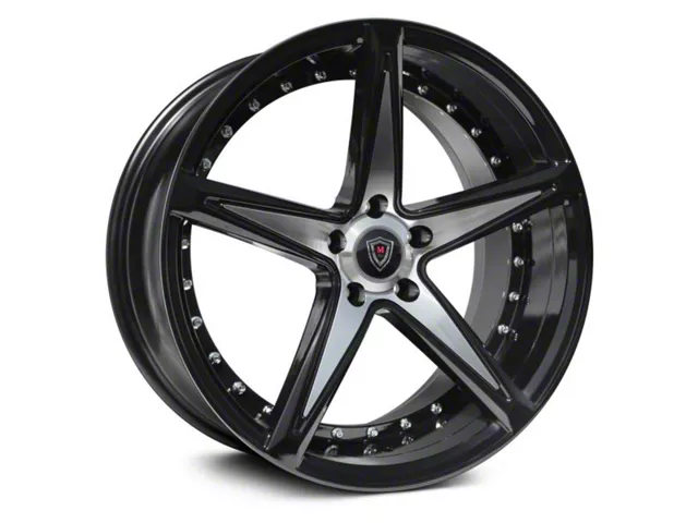 Marquee Wheels M3248 Gloss Black with Machined Polished Spokes Wheel; Rear Only; 20x10.5 (08-23 RWD Challenger, Excluding Widebody)