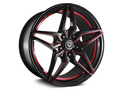 Marquee Wheels M3259 Gloss Black with Red Milled Accents Wheel; 18x9 (08-23 RWD Challenger w/o Brembo, Excluding Widebody)