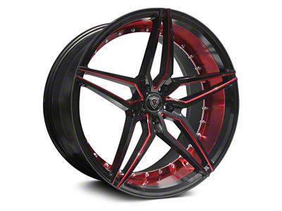 Marquee Wheels M3259 Gloss Black with Red Milled Accents Wheel; 22x9; 15mm Offset (08-23 RWD Challenger, Excluding Widebody)
