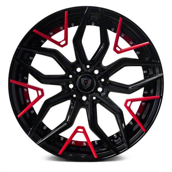 ブラックマジシャン red Marquee Wheels Challenger M3371 Gloss Black with Red Spoke