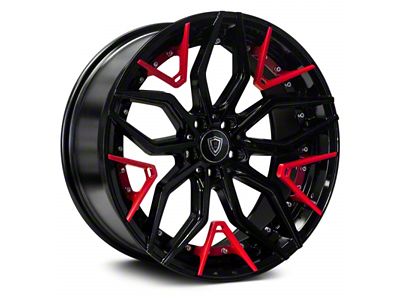 Marquee Wheels M3371 Gloss Black with Red Spoke Accents Wheel; 20x9 (08-23 RWD Challenger, Excluding Widebody)