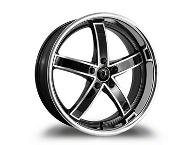 Marquee Wheels M5330A Gloss Black Machined with Stainless Lip Wheel; 20x9; 35mm Offset (17-23 AWD Challenger)