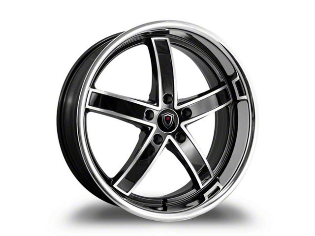 Marquee Wheels M5330A Gloss Black Machined with Stainless Lip Wheel; 20x9 (17-23 AWD Challenger)