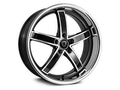 Marquee Wheels M5330A Gloss Black Machined with Stainless Lip Wheel; 22x9; 15mm Offset (08-23 RWD Challenger, Excluding Widebody)