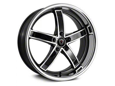 Marquee Wheels M5330A Gloss Black Machined with Stainless Lip Wheel; 22x9 (08-23 RWD Challenger, Excluding Widebody)