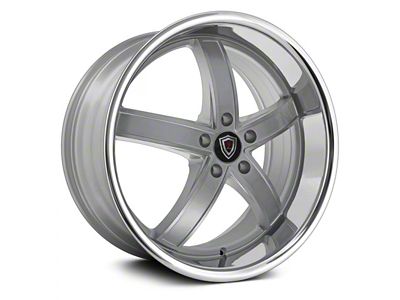Marquee Wheels M5330A Silver Machined with Stainless Lip Wheel; Rear Only; 22x10.5; 20mm Offset (08-23 RWD Challenger, Excluding Widebody)