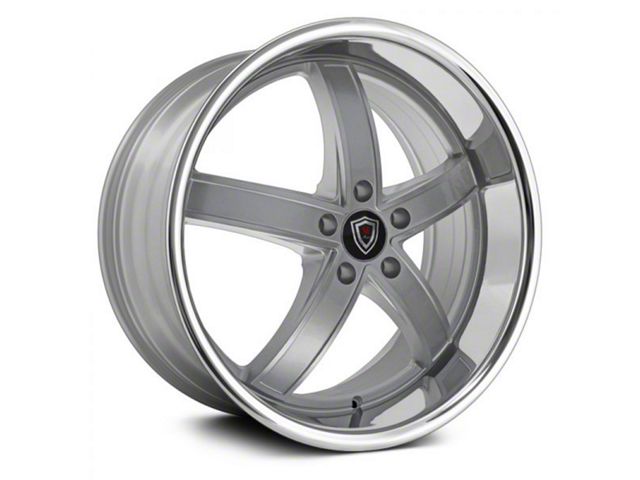 Marquee Wheels M5330A Silver Machined with Stainless Lip Wheel; 22x9 (08-23 RWD Challenger, Excluding Widebody)