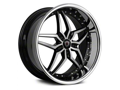 Marquee Wheels M5331A Gloss Black Machined with Stainless Lip Wheel; Rear Only; 22x10.5 (08-23 RWD Challenger, Excluding Widebody)