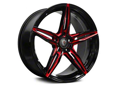 Marquee Wheels M8888 Gloss Black Red Milled Wheel; 18x9; 15mm Offset (08-23 RWD Challenger w/o Brembo, Excluding Widebody)