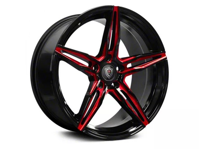 Marquee Wheels M8888 Gloss Black Red Milled Wheel; 18x9 (08-23 RWD Challenger w/o Brembo, Excluding Widebody)