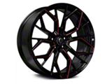 Marquee Wheels M1004 Gloss Black with Red Milled Accents Wheel; Rear Only; 20x10.5; 20mm Offset (11-23 RWD Charger, Excluding Widebody)