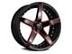 Marquee Wheels M3226 Gloss Black Red Milled Wheel; Rear Only; 22x10.5 (11-23 RWD Charger, Excluding Widebody)