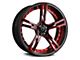 Marquee Wheels M3247 Gloss Black with Red Milled Accents Wheel; 22x9 (11-23 RWD Charger, Excluding Widebody)