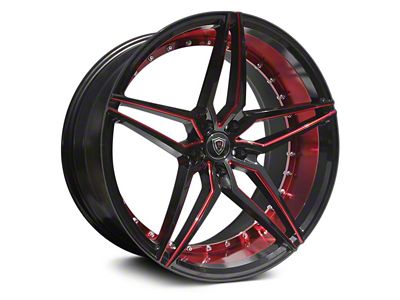 Marquee Wheels M3259 Gloss Black with Red Milled Accents Wheel; 22x9 (11-23 RWD Charger, Excluding Widebody)