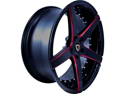 Marquee Wheels M3226 Gloss Black with Red Milled Wheel; 20x9; 35mm Offset (21-25 Mustang Mach-E)