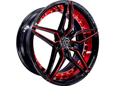 Marquee Wheels M3259 Gloss Black with Red Milled Accents Wheel; 20x9; 35mm Offset (21-25 Mustang Mach-E)