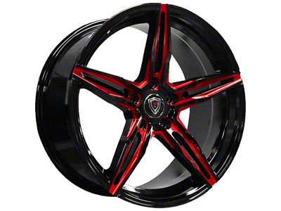Marquee Wheels M8888 Gloss Black Red Milled Wheel; 18x8.5; 35mm Offset (21-25 Mustang Mach-E, Excluding GT)