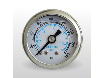 Marshall Instruments WS White PSI/kPa/Bar Dial 1.50-Inch Liquid Filled Mechanical Gauge; 0-160 PSI (Universal; Some Adaptation May Be Required)