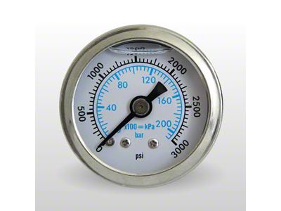 Marshall Instruments WS White PSI/kPa/Bar Dial 1.50-Inch Liquid Filled Mechanical Gauge; 0-3000 PSI (Universal; Some Adaptation May Be Required)