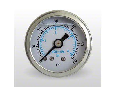 Marshall Instruments WS White PSI/kPa/Bar Dial 1.50-Inch Liquid Filled Mechanical Gauge; 0-60 PSI (Universal; Some Adaptation May Be Required)